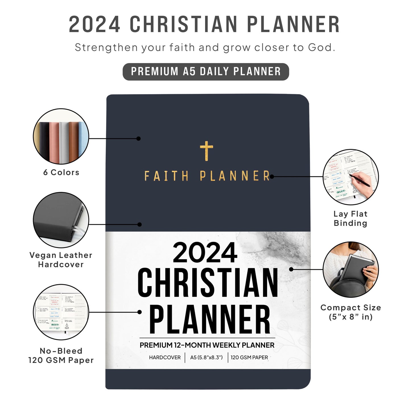 2024 Planner Christian Planner Bible Reading Log Prayer Journal Goal  Setting 15 Cover Options 8.5 X 11 Tab Option 