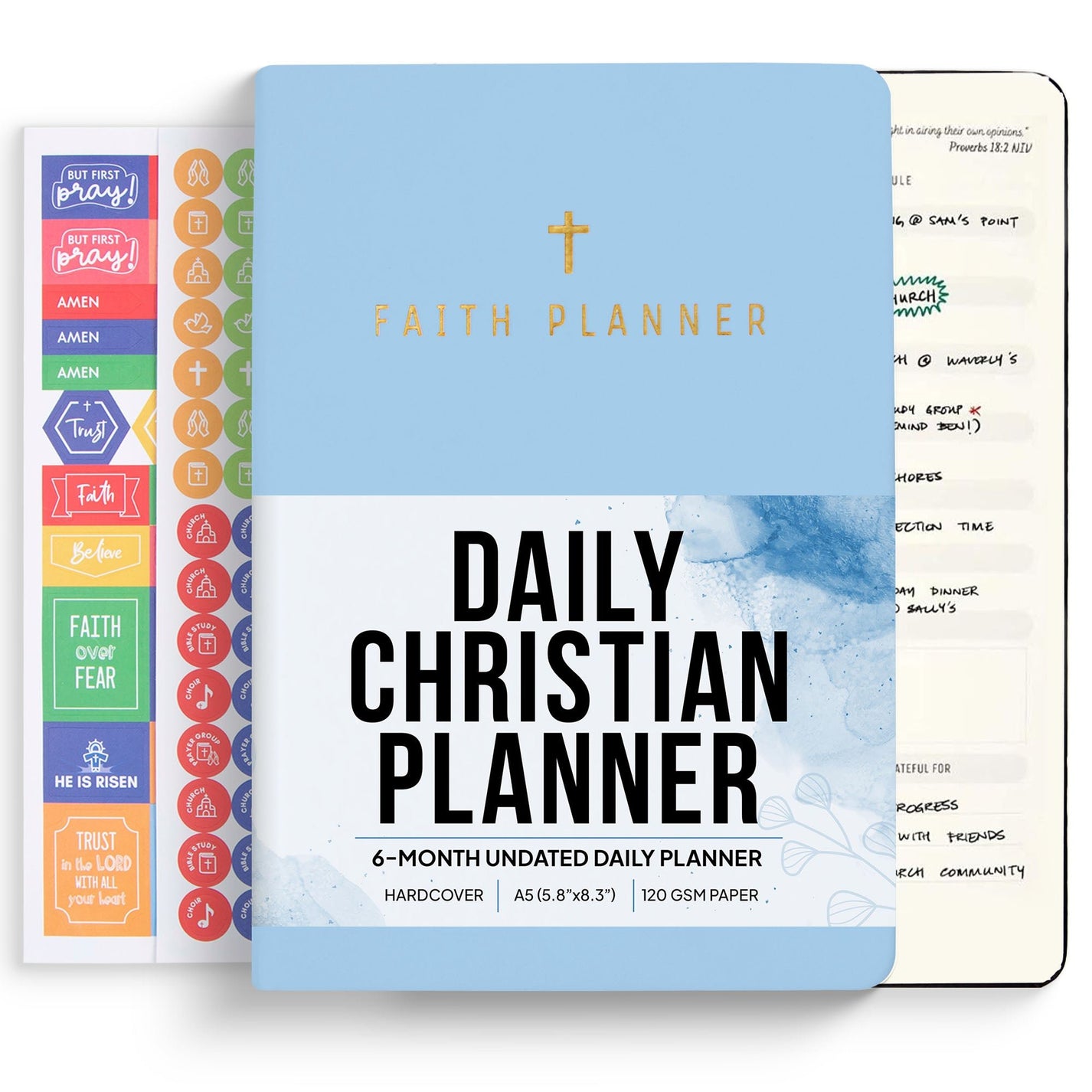 Undated Christian Planner, Prayer Planner & Bible Planner Faith Planner